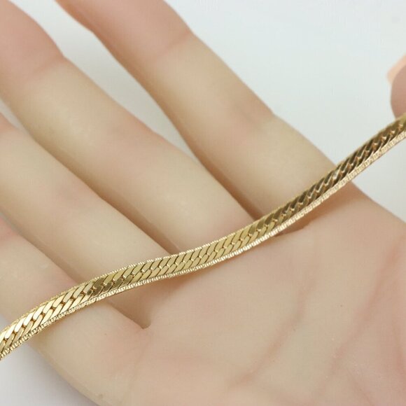 Elegant Rose Gold Flat Herringbone Chain Necklace, XPNL0259 - Picture 2 of 12